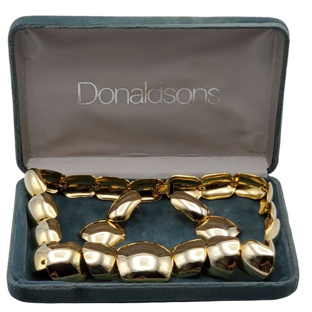 VTG Donaldsons Department Store Gold-Tone Necklace & Pieced Earrings Set In Case